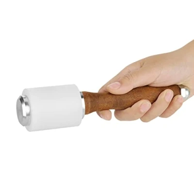 Image of Wooden Mallet,Wood Carving Wood eather Mallet Nylon Hammer Handle Craft Tool Cowhide Sew with,Wood for DIY Stamping Club Straight