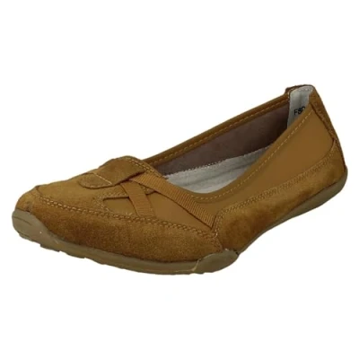 Image of Spot On Ladies Down to Earth Slip Casual Trainer Shoes F80566 Tan Leather UK Size 6 EU 39 US 8
