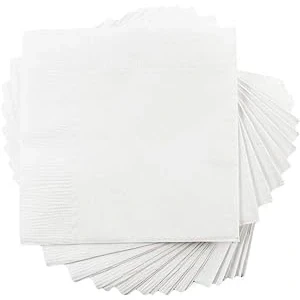 Image of Karrma Ltd. Paper Serviettes Soft Napkins 2PLY Cocktail Disposable Recyclable Tissue for Catering Wedding Birthday Parties 200PK (White, 33cm x 33cm)