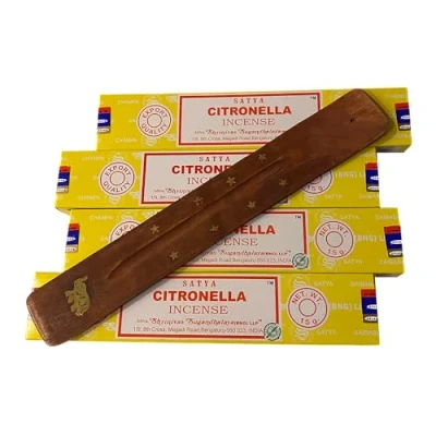Image of VIE Satya Incense Sticks, 4 Packs x 15g, with Holder, Citronella