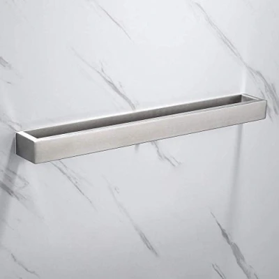 Image of Melairy 40cm/16inch 304 Stainless Steel Towel Rail Self Adhesive Brushed Finish Bathroom Bar Rack Holder Without Drilling