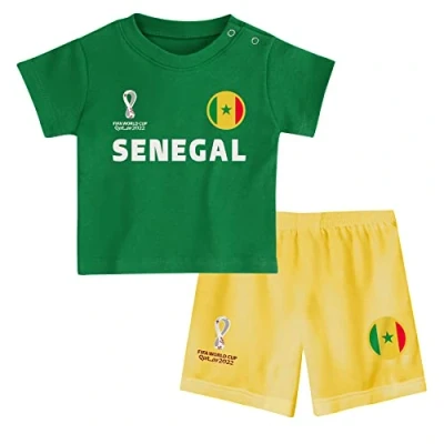 Image of Senegal, Official Fifa 2022 Tee &amp; Short Set Home Country Shorts Set, Children&#039;s Small, Age 2