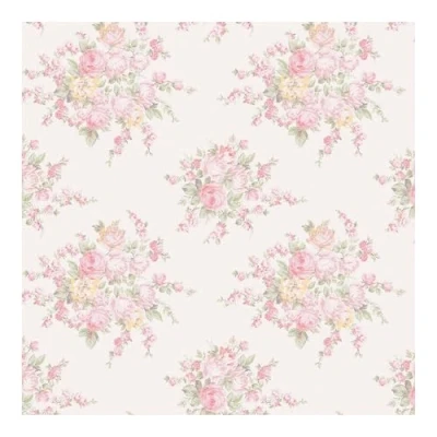 Image of Graham &amp; Brown Shabby Chic by Rachel Ashwell Rose Blossom Pink Multi Damask Wallpaper