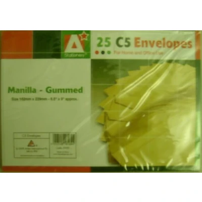Image of Anker International, Stationery, 25 C5 Manilla Envelope Gum