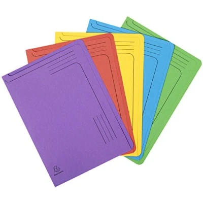 Image of Exacompta Ref 48000E Forever Collection Slip File 220 x 310mm in Size, Suitable for A4 Documents, 290gsm Recycled Board Assorted Colours (Pack of 5)