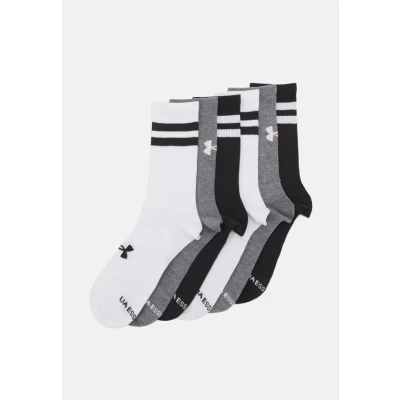 Image of Under Armour Essential CREW Unisex 6 PACK Sports socks, Size: 13k 4, White/black