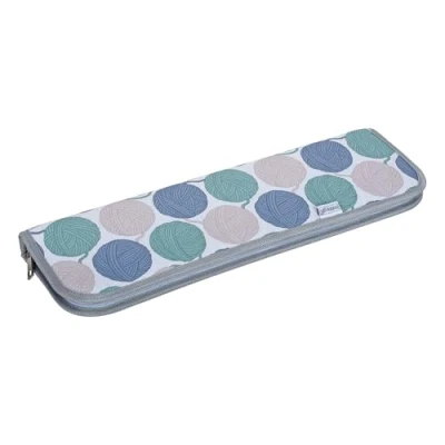 Image of Hobby Gift Knitting Needle Case 100% Cotton Pin Storage 13 x 44 4cm Yarn Balls