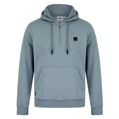 Image of Tokyo Laundry Men&#039;s Invective Quarter Zip Neck Brushback Fleece Pullover Hooded Top Cool Grey