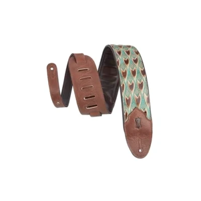 Image of Levy&#039;s Leathers Sundance 3&quot; wide Embossed Leather Guitar Strap; Western Series Arrowhead Turquoise (M4WP 004)