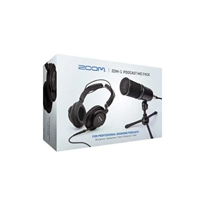 Image of Zoom ZDM 1 Podcast Mic Pack, Dynamic Microphone, Headphones, Tripod, Windscreen, XLR Cable, For Recording Podcasts