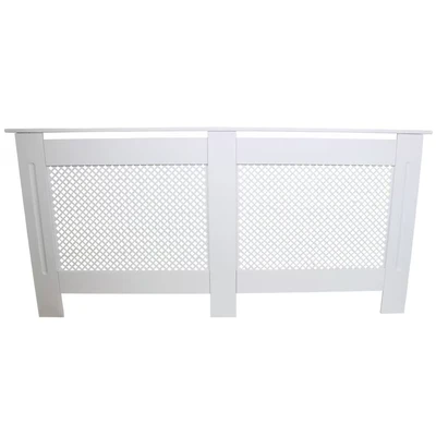 Image of Radiator Cover White Painted MDF Wood Trellised Grill Modern Heating Home Furniture Cabinet Shelf 1720mm