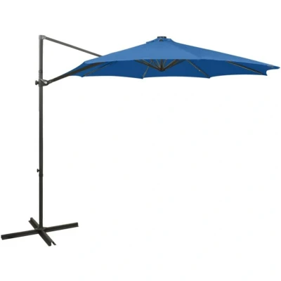 Image of vidaXL Cantilever Garden Parasol with Pole and LED Lights Azure Blue 300 cm