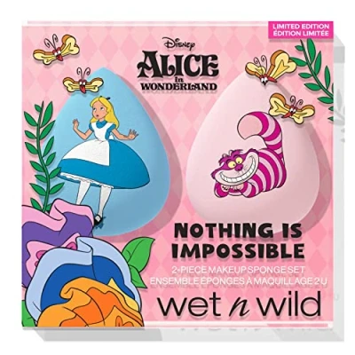 Image of Wet n Wild Alice in Wonderland &#039;Nothing Is Impossible&#039;, 2 Piece Makeup Sponge Set for Seamless Coverage and Easy Application, Hydrophilic Material to Reduce Absorption
