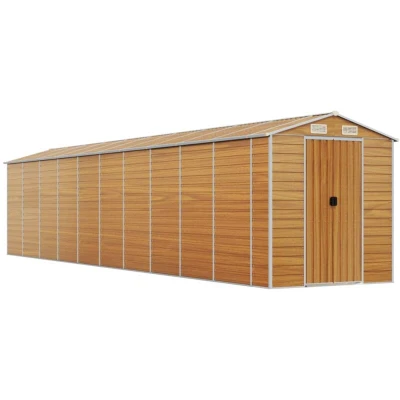 Image of vidaXL Garden Shed Light Brown 191x895x198 cm Galvanised Steel