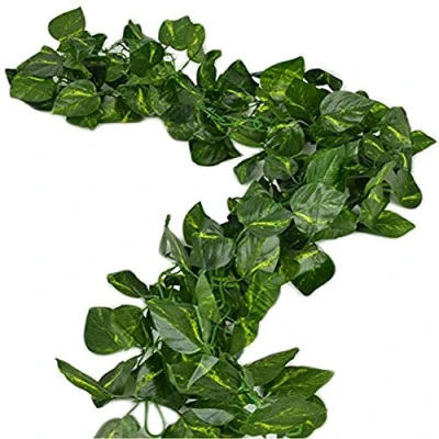 Image of 84 feet Fake Foliage Garland Leaves Decoration Artificial Greenery Ivy Vine Plants for Home Decor Indoor Outdoors (Scindapsus Leaves)