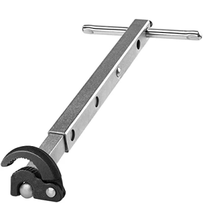 Image of HAUTMEC Pro Telescoping Basin Wrench with 3/8&quot; to 1 1/4&quot; Jaw Capacity, 10&quot; 17&quot; Extendable Handle, Steel Sink Faucet Remover, Tap Nut Spanner in Tight Spaces PL0025