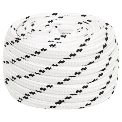 Image of vidaXL Braided Work Rope, 100m length, 16 mm diameter, Durable Polyester, UV resistant, High Tensile Strength, Suitable for Indoor and Outdoor Use, Not Climbing