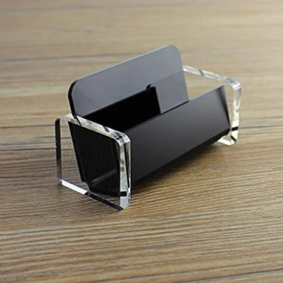 Image of TopHomer Clear Business Card Holder Display Stand Acrylic Plastic Organiser for Desk Office Collection Black