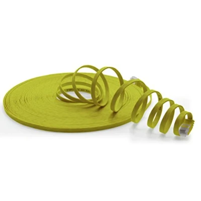 Image of 1aTTack.de 10m Lan Flat Cable CAT.6 yellow 1 piece 1000 Mbit s Gigabit Ethernet Networkcable Patchcable compatible with Cat5 Cat6a Cat7 Cat8