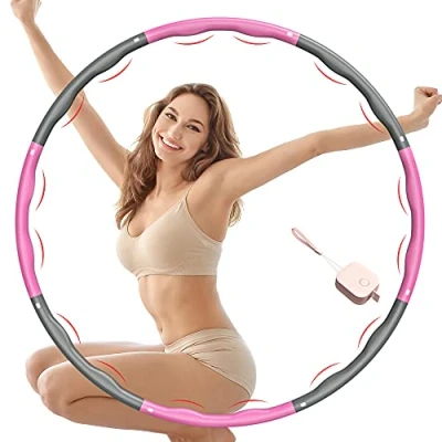 Image of Weighted Hula Hoop, 1.2KG Hoop for Adults, 6 8 Removable Sections Tyres Suitable Adults and Children, Rings Fitness, Pink