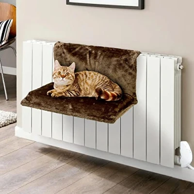 Image of Vinsani® Soft Luxurious Pet Radiator Bed for Cat Kitten Puppy Dogs with Machine Washable Fleece Lined Cover Warm Cosy Hammock Style Coffee