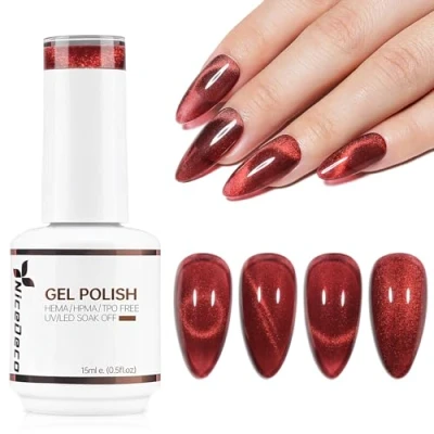 Image of Nicedeco Cat Eye Gel Nail Polish, 15ML UV/LED Soak Off Hema free, Cruelty Vegan, Art Manicure Pedicure, Salon &amp; Home Use Long Lasting Easy to Apply 299