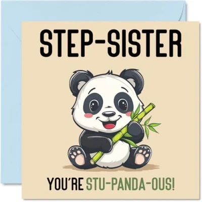 Image of Birthday Cards for Step Sister Stu Panda ous Funny Happy Card from Brother, Sibling Gifts, 145mm x Joke Greeting Women Her