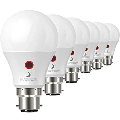 Image of Dusk to Dawn LED Bulb with Dual Daylight Sensors· ON/Off Automatic Depends On Level · Night Light from Till 9 Watt 6 Pack