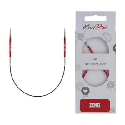 Image of KnitPro Zing Fixed Knitting Needles 22.5cm x 2.5mm Circular Pins