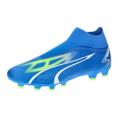 Image of PUMA Men&#039;s Match+ LL FG/AG Soccer Shoe, Ultra Blue White PRO Green, 9.5 UK