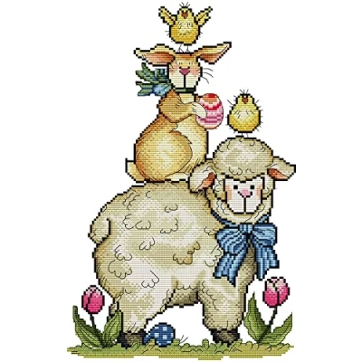 Image of Awesocrafts Cross Stitch Stamped Kits Animal Stacked Arhat Easy Patterns Stitching Embroidery Needlework Kit Supplies