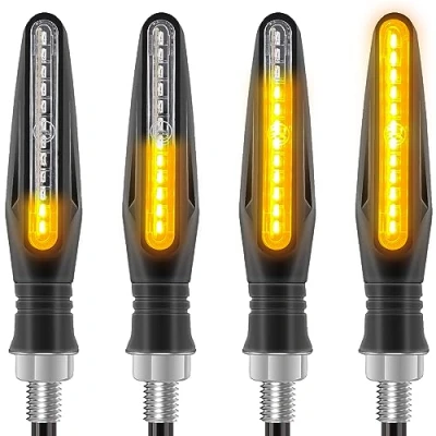 Image of Kinstecks 4PCS Motorcycle Indicators Flowing Turn Signal Lights Motorbike Turning 12V 12 LEDs Bulbs for Scooter Quad Cruiser Off Road
