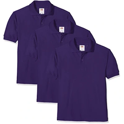 Image of FRUIT OF THE LOOM Unisex Baby Short Sleeve Polo Shirt, Purple, 3 4 Years UK