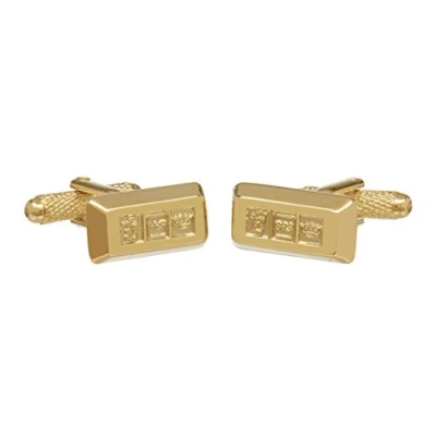 Image of Gold Bar Cufflinks In Onyx Art Box Ingot Cufflink