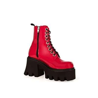 Image of LAMODA Women&#039;s Run to You Red Ankle Boot, Patent, 3 UK