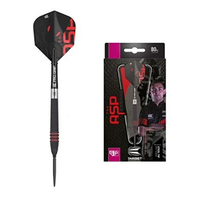 Image of TARGET Darts Nathan Aspinall The Asp Black 24G 80% Tungsten Swiss Point Steel Tip Set