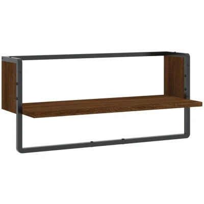 Image of vidaXL Wall Shelf with Bar Brown Oak 65x25x30 cm