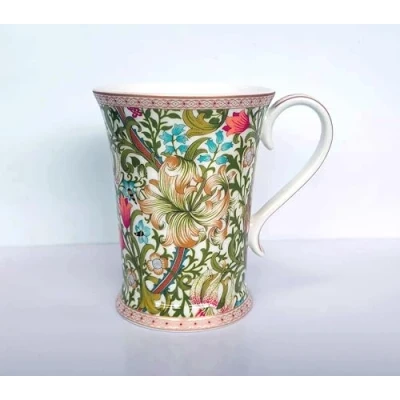 Image of heritage Golden Lilly William Morris Fine Bone China Mugs, Set of 6
