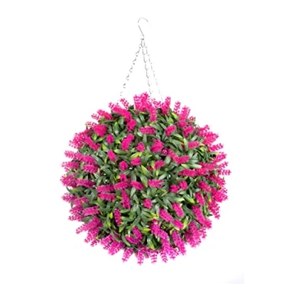 Image of Best Artificial 38cm Pink Lavender Flower Ball Lush Long Leaf Topiary Grass **UV Fade Protected**