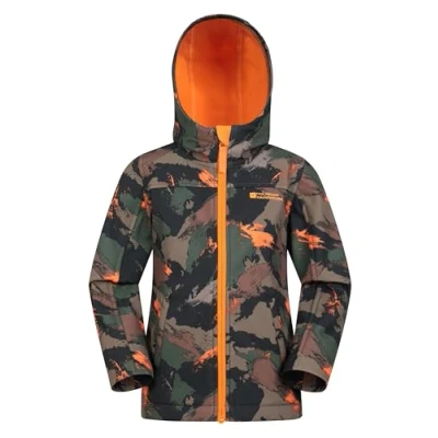 Image of Mountain Warehouse Exodus Kids Softshell Jacket Breathable, Wind &amp; Water Resistant, Fleece Lined Coat For Boys Girls Autumn, Winter, Hiking Outdoors Khaki Size 7 8 Years