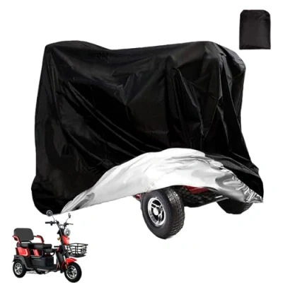 Image of VVHOOY Mobility Scooter Cover Heavy Duty 210D Oxford Storage Waterproof Wheelchair Protective Disability Scooters Outdoor Rain All Weather Protect (140x 66x 91cm)