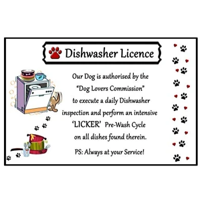 Image of Dog Lover Gift Fun Dishwasher Licence Flexible 6&quot; x 4&quot; Magnet
