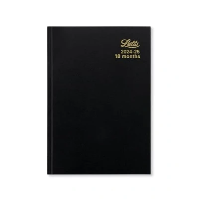 Image of Letts of London Standard A5 academic 2024/2025 week to view 18 month diary black