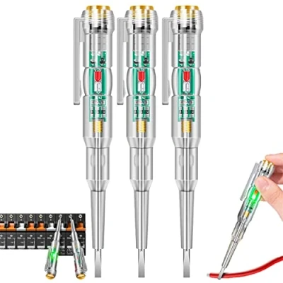 Image of Responsive Electrical Tester Pen, Voltage Detector 24 250V Electric Pen Screwdriver, with Indicator Light Test Sensor (3pcs)