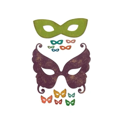 Image of Sizzix Thinlits Die Set 664195, Masquerade Mask by Tim Holtz, 12 Pack, One Size, Paper, Multi Colour