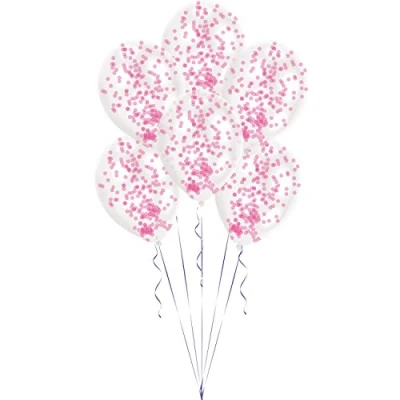 Image of Amscan 9902939 Balloon 6Pk Confetti Kit Pink