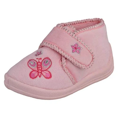 Image of Spot On Girls Bootee Slippers with Butterfly Detail X2030 Pink Textile UK Size 11 EU 29 US 12