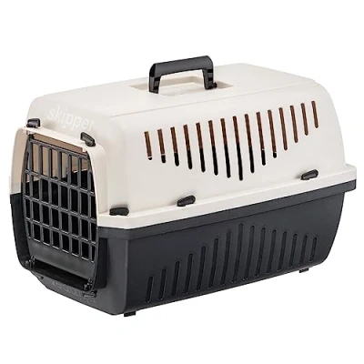 Image of Ferplast Cat Carrier SKIPPER 1, Dog Carrier, Pet for Small Dogs and Cats max 5 Kg, Travel Crate, 48 x 32 h 31 cm, in Plastic with Folding Handle, Beige