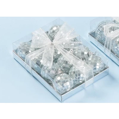 Image of Toyland® Pack of 12 40mm (1.6 Inch) Silver Mini Disco Mirror Ball Christmas Tree Baubles Decorations