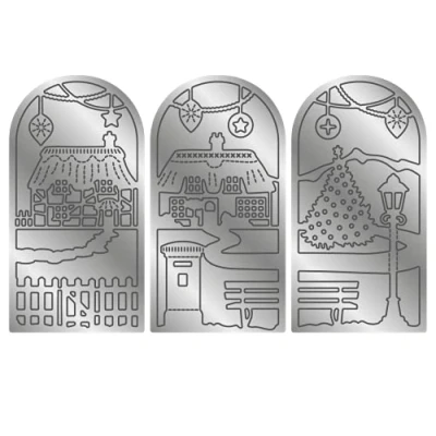 Image of Gemini Elements Christmas Triptych Metal Dies Quaint Village